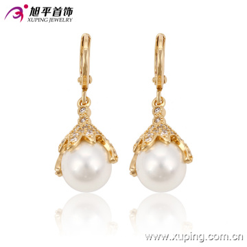 91187 Wholesale pearl earring designs beautiful white ball gold earring accessories noble diamond jewelry for women